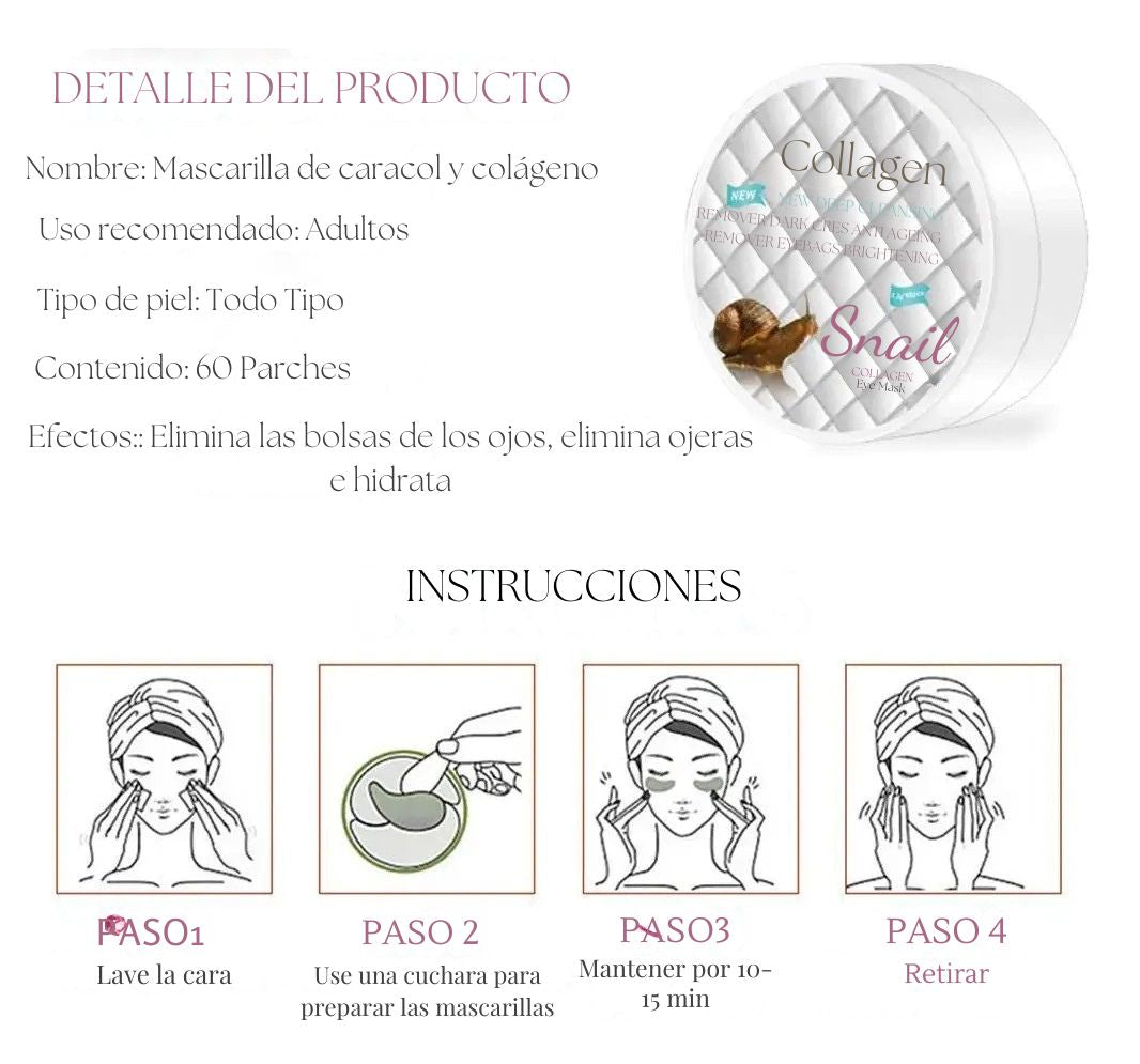 Parches Ojos SnailGlow 60u — Hidratación & Luminosidad