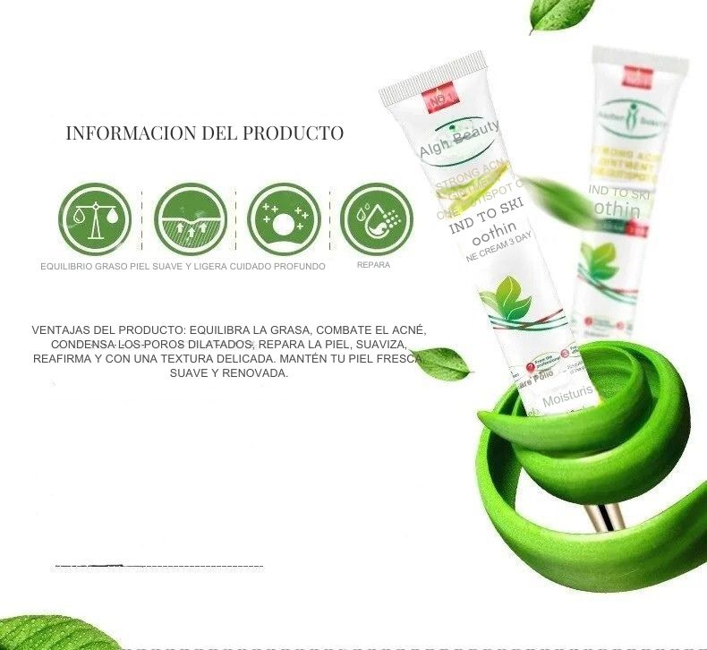 🌿 Aichun Beauty – Crema Facial Antiacné & Hidratante con Ácido Hialurónico 🌿