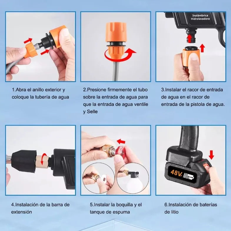 🚗💦 Hidrolavadora Portátil Inalámbrica 48V – Potencia de Limpieza en Tus Manos