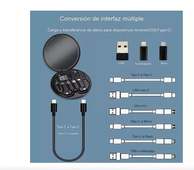 “Kit Multifuncional 7 en 1 – Carga y Datos sin Límites”
