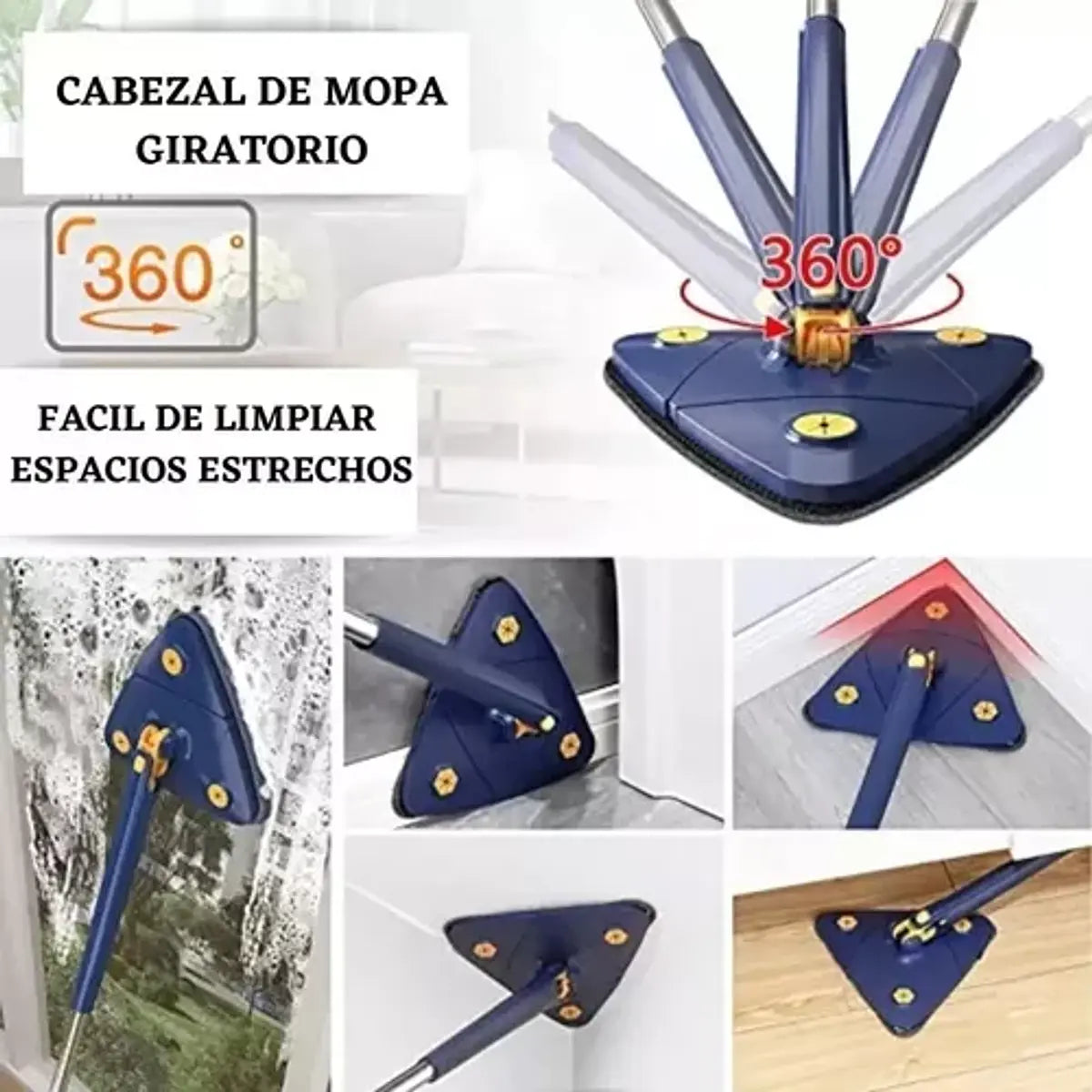 Llega a todos esos rincones difíciles con la nueva mopa triangular 360°