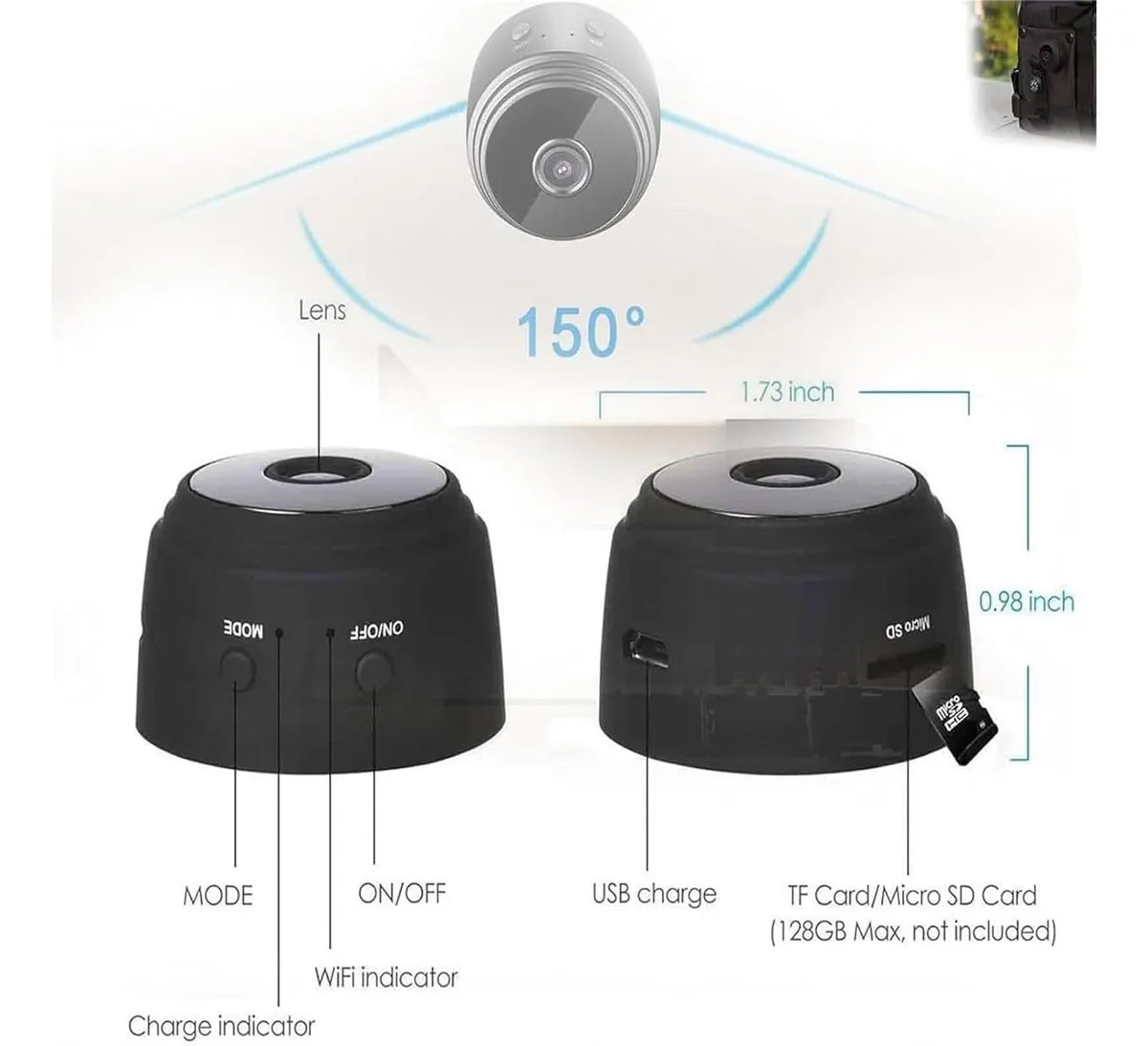 Mini Cámara Espía HD WiFi – Seguridad Invisible, Control Total x3 Unidades