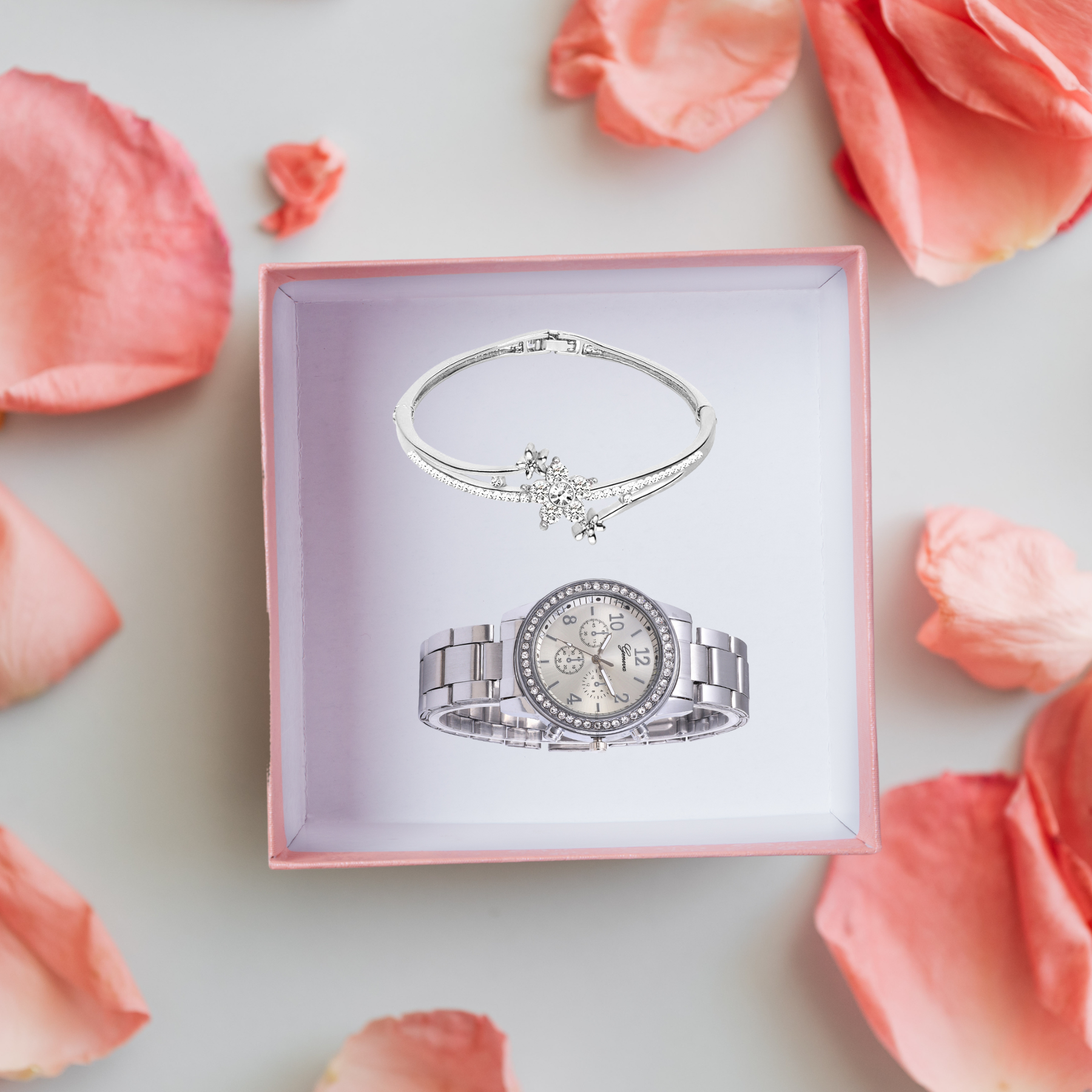 Set Reloj Clásico+ Pulsera Para Mujer